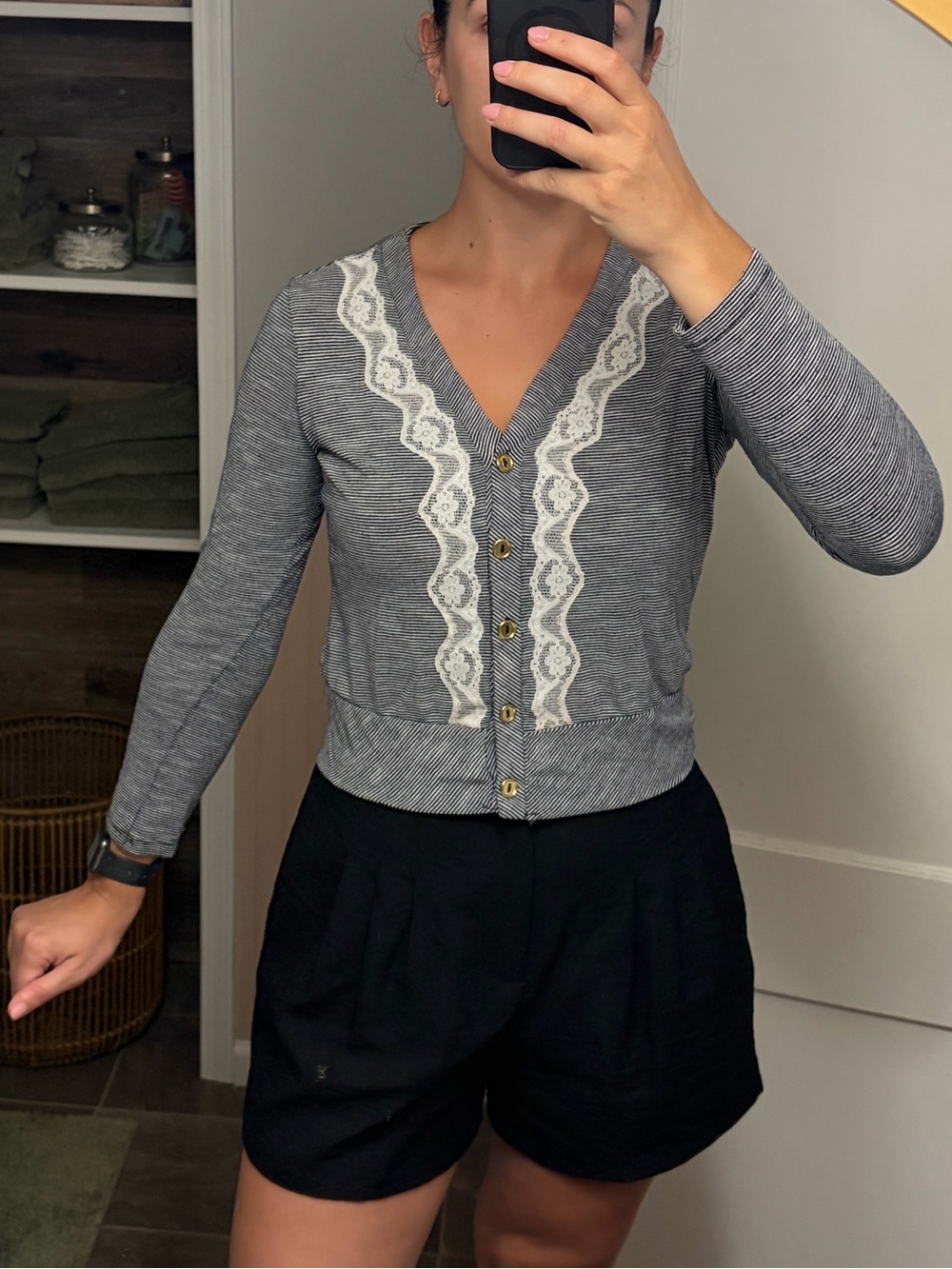 Striped/Lace Cardigan